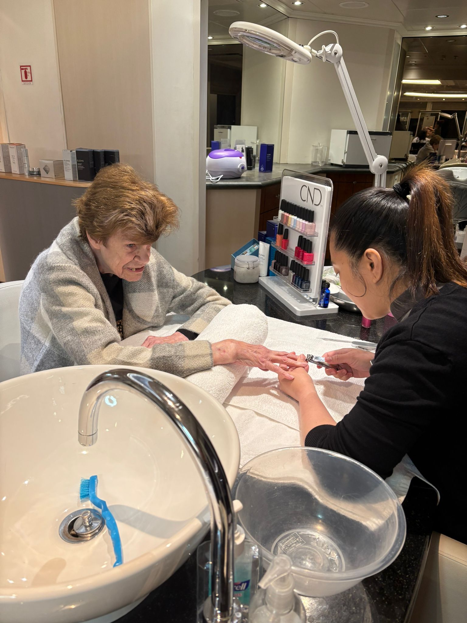 Kate enjoys the spa on a cruise ship getting her nails done