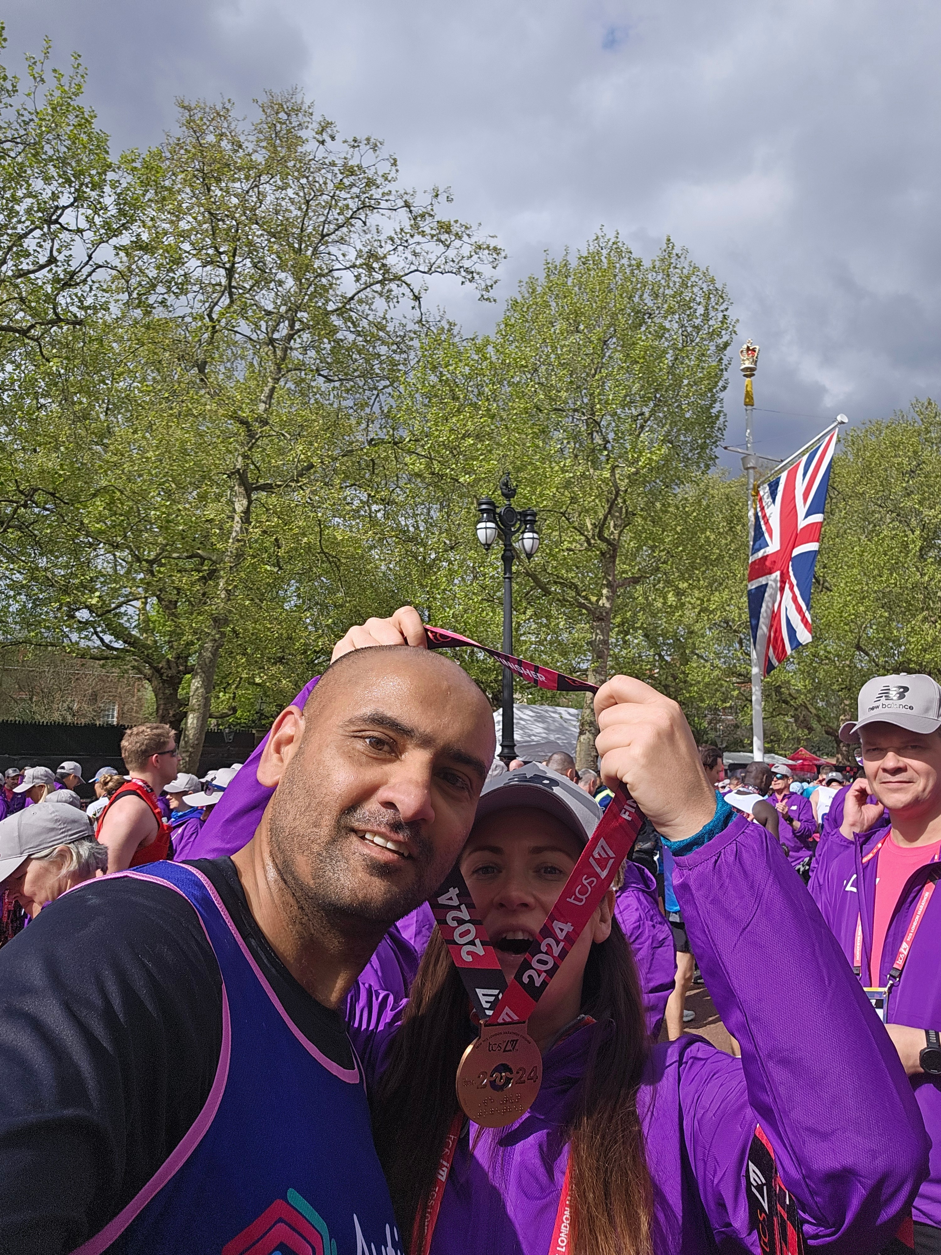 Ranthir Rathore gets his medal for completing the London Marathon