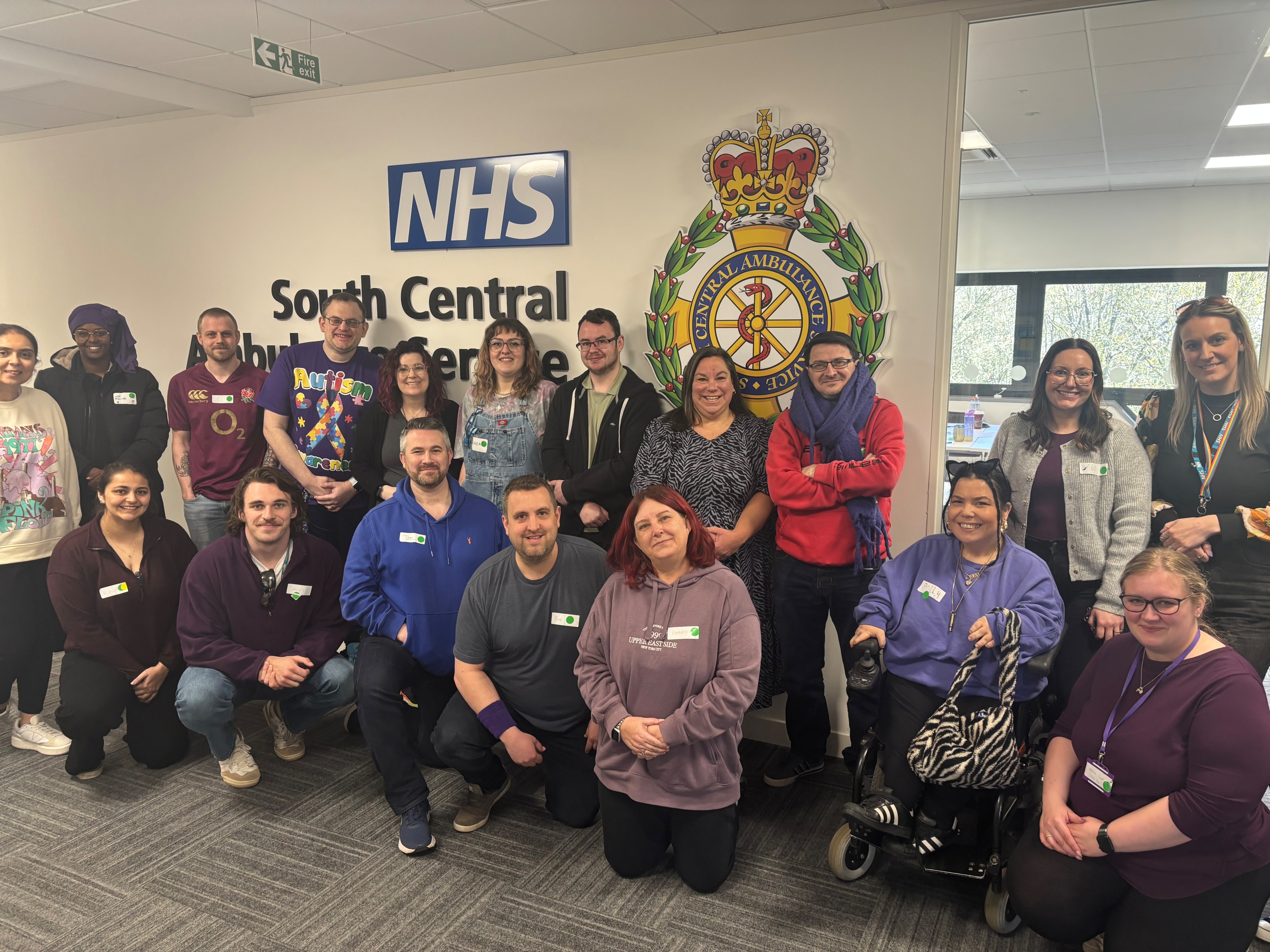 Oliver McGowan trainees wearing purple for World Autism Awareness Day.