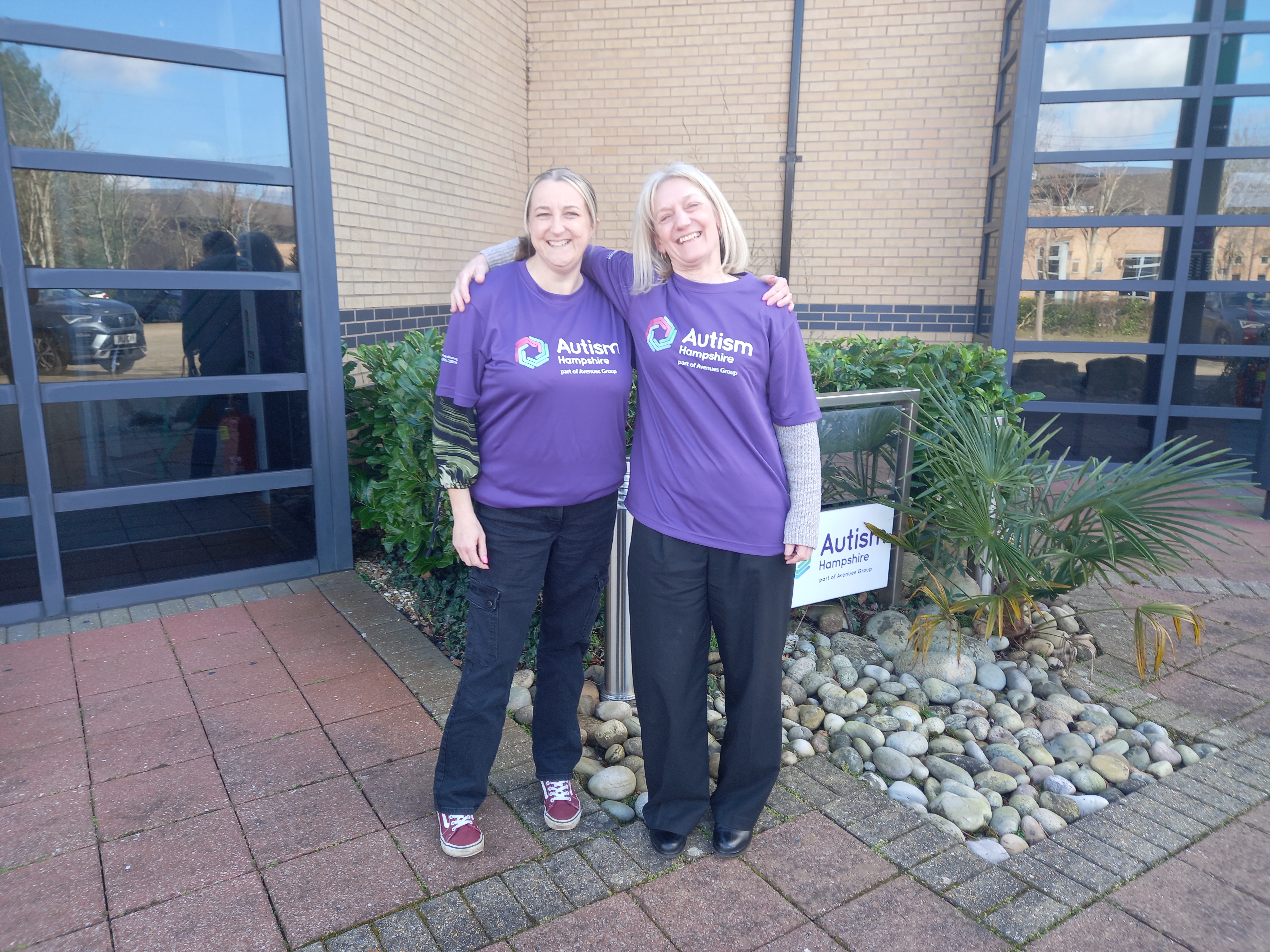 Wear purple for autism acceptance - Emma and Liz