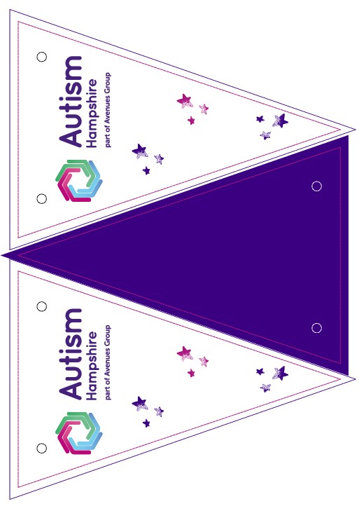 A printable PDF file of Autism Hampshire branded bunting.