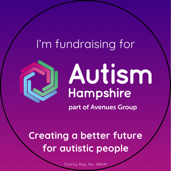 Social media profile photo stating, I'm fundraising for Autism Hampshire. Creating a better future for autistic adults.